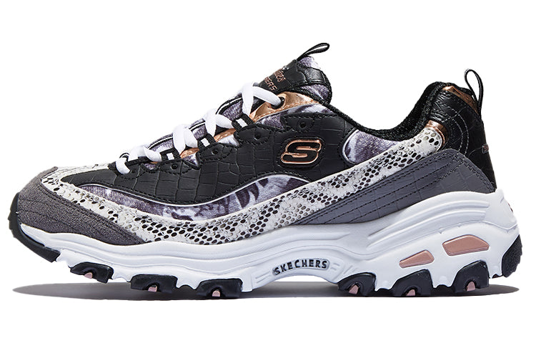 (WMNS) Skechers D'Lites-Runway Ready Low-Top Daddy Shoes Black/Purple 11918-BKRG