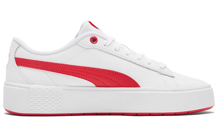 (WMNS) PUMA Smash Platform V2 'White Poppy Red' 373035-06