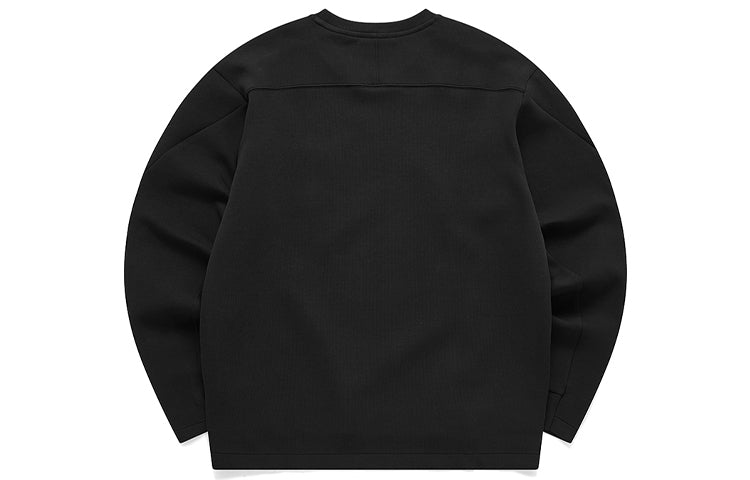 FILA Fusion Solid Color Chest Pocket Sports Pullover Round Neck Couple Style Black T11U116202F-BK