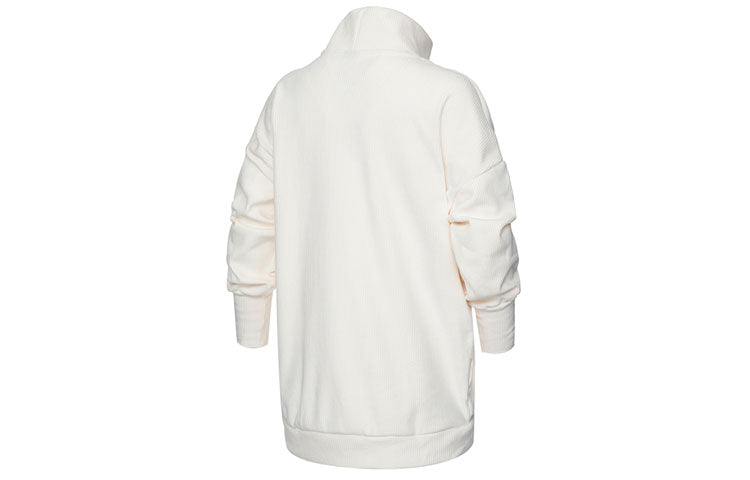 (WMNS) New Balance High Collar Solid Color Long Sleeves Pullover Hoodie Creamy White WT13110-SST