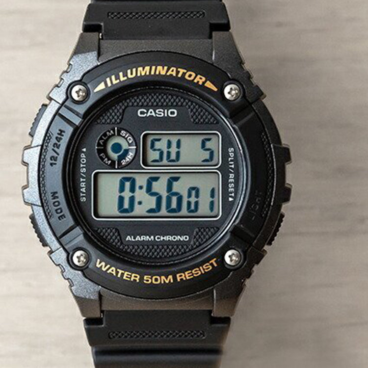 CASIO Sports Men'ses Black Mens Gray Digital W-216H-1BVDF
