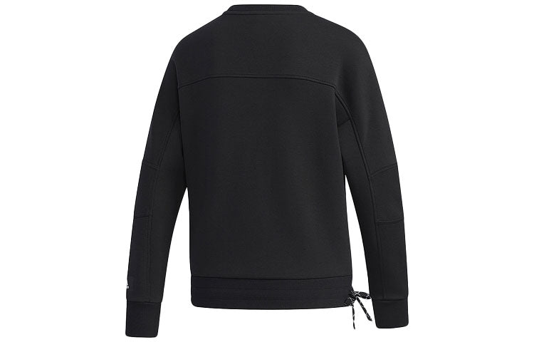 (WMNS) adidas Str Sweat Athleisure Casual Sports Printing Logo Round Neck Pullover Black Hoodie GP0718