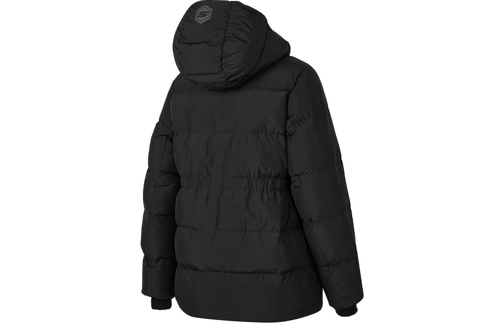 (WMNS) Skechers Warm Mid-Length Hooded Down Jacket 'Black' P423W023-0018