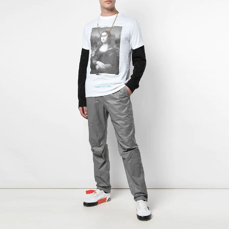 Off-White x MCA Crossover Mona Lisa Printing Round Neck Pullover Short Sleeve Slim Fit Version White OMAA002G190010170188