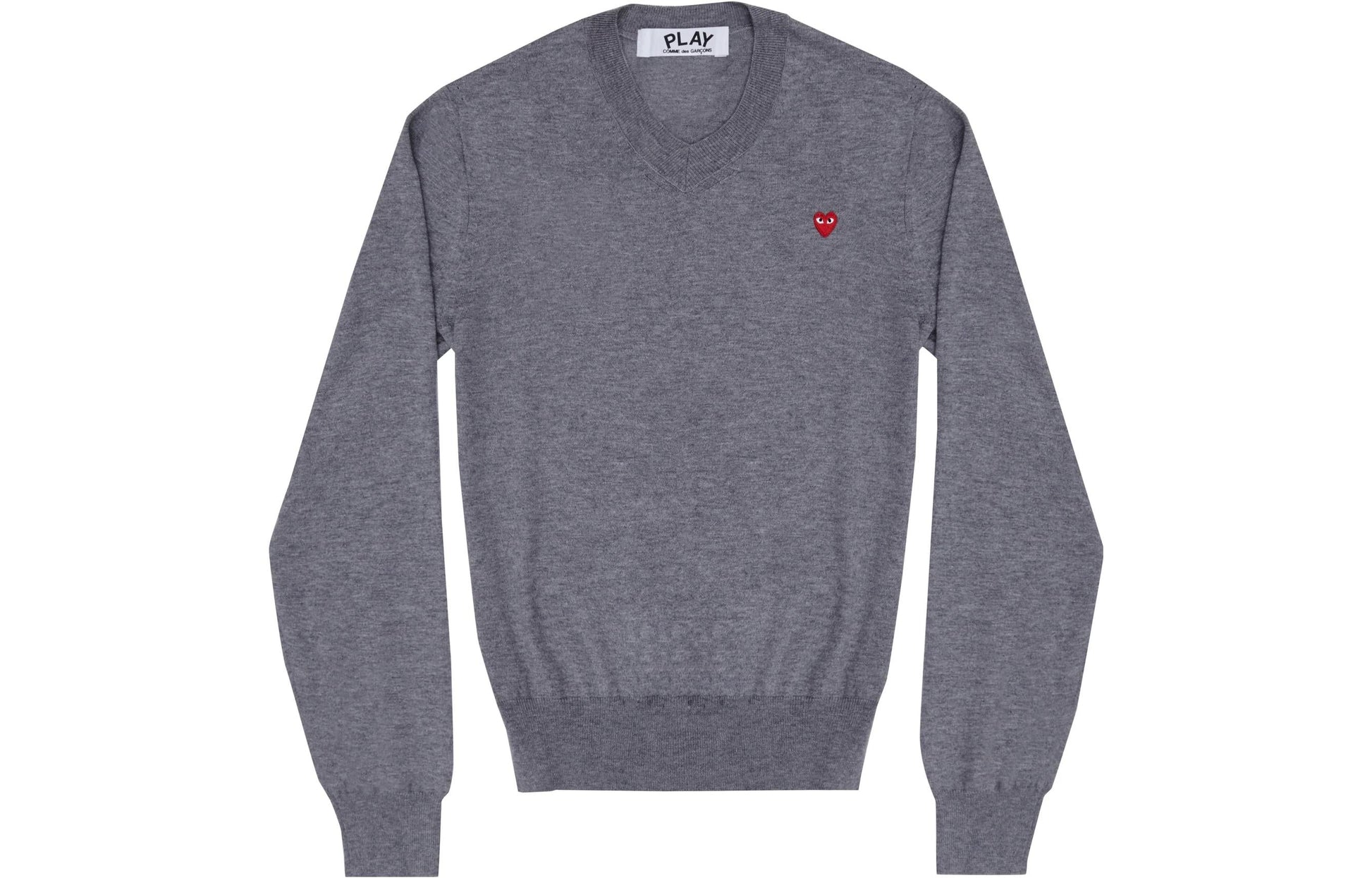 COMME des GARCONS PLAY L/S Basic T-Shirt Small Red Emblem 'Grey' AZ-N052-051-4