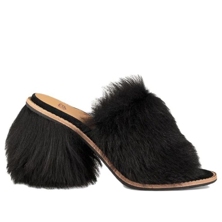 (WMNS) UGG Rosa Fluff Heel 'Black' 1095390-BLK
