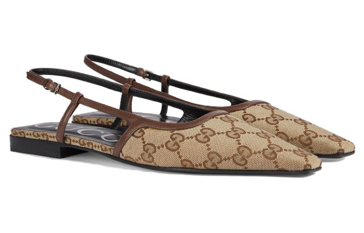 (WMNS) Gucci GG Slingback Ballet Flat 'Beige Ebony' 762420-KY980-9763