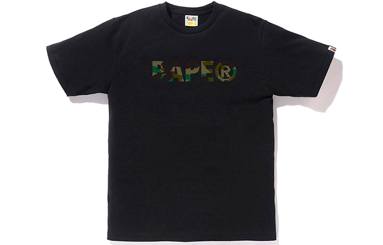 Men's BAPE Camouflage Alphabet Printing Short Sleeve Black 0ZXTEM110104C-BKM