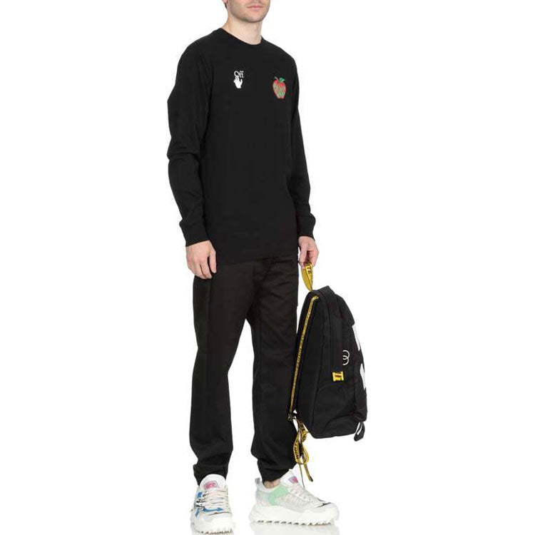 Off-White Cotton Classic Logo Apple Printing Round Neck Long Sleeves Black OMAB001S21JER0101025