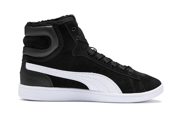 (PS) PUMA Vikky Mid Fur Fleeced Casual Board Shoes Black/White 366854-01