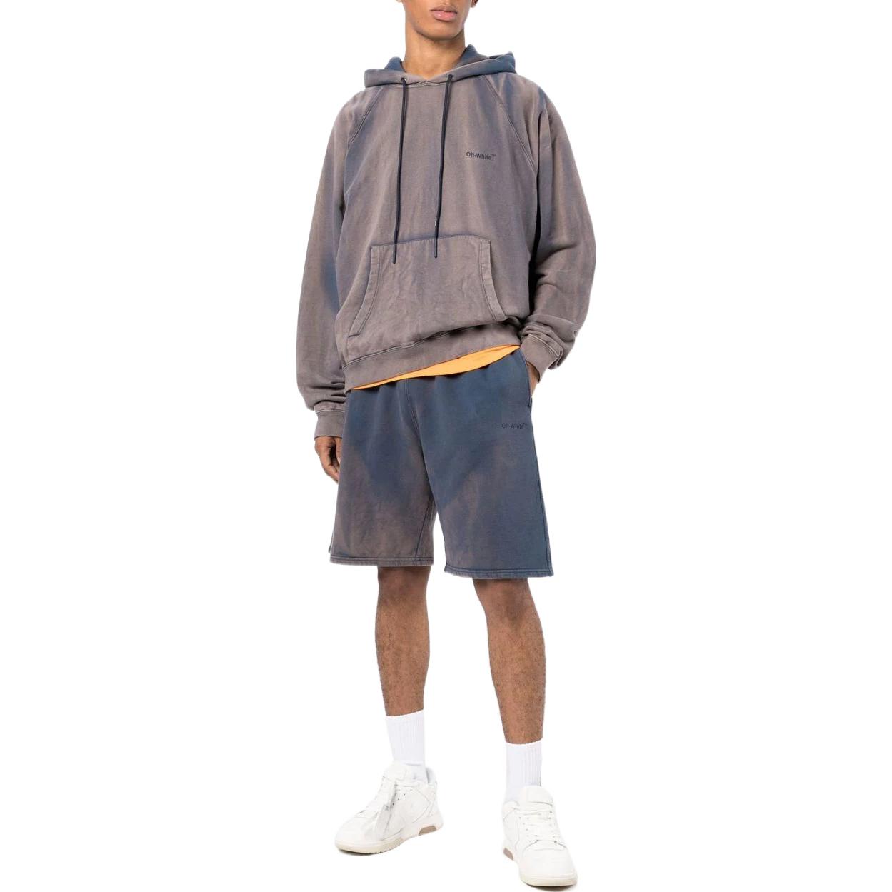 Men's Off-White SS22 Bleach Drawstring Lacing Straight Shorts Ordinary Version Blue OMCI013S22FLE0034646