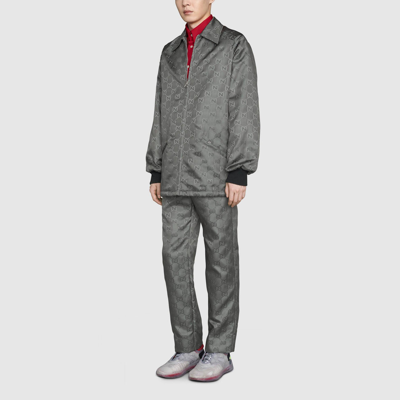 Men's Gucci Off The Grid Series FW21 Double G Pattern Drawstring Nylon Casual Long Pants/Trousers Gray 656671-ZAEBN-1126