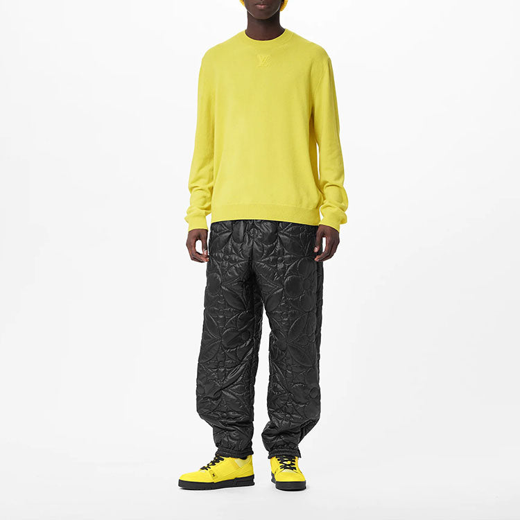 Men's LOUIS VUITTON FW21 Logo Embossing Round Neck Long Sleeves Yellow 1A9FPU