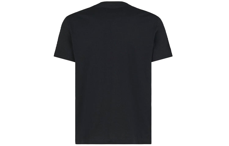 Men's FENDI SS21 Logo Pattern Printing Round Neck Short Sleeve Black FAF532AE8JF0GME