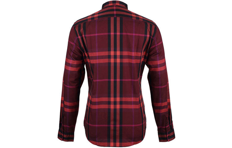 Men's Burberry Plaid Long Sleeves Shirt Red 39297431