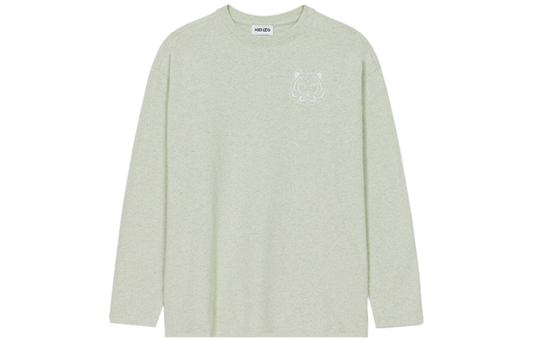 KENZO FW21 Logo Tiger Head Printing Round Neck Long Sleeves Mint Green T-Shirt FB62TS697401-47