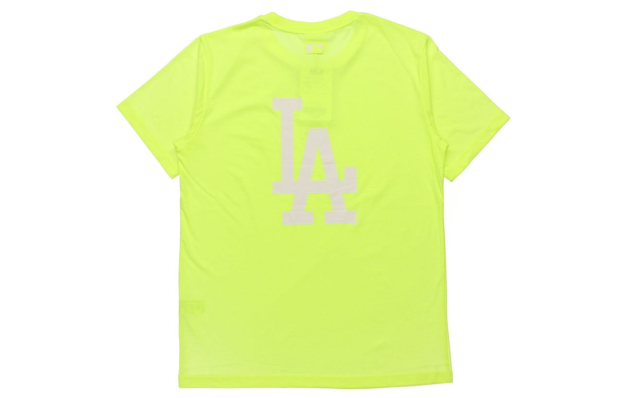 MLB LA Dodgers Los Angeles Dodgers Big Logo Round Neck Short Sleeve Unisex Fluorescence Yellow 31TS03031-07Y