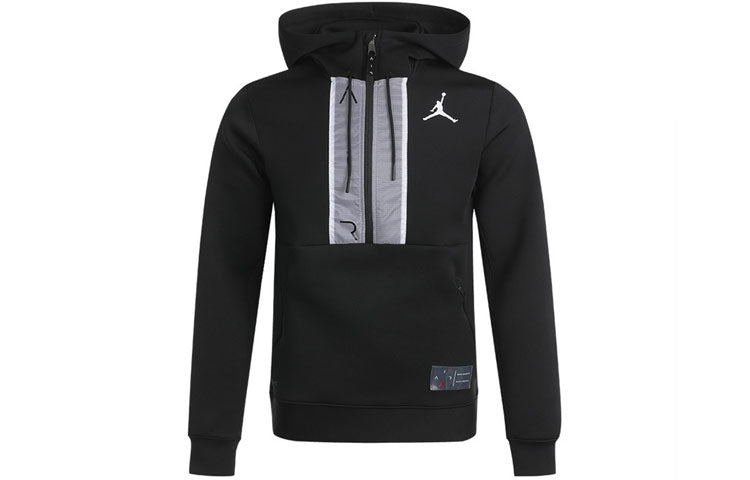 Men's Air Jordan Casual Sports Half Zipper Logo Jacket Black CK6454-010