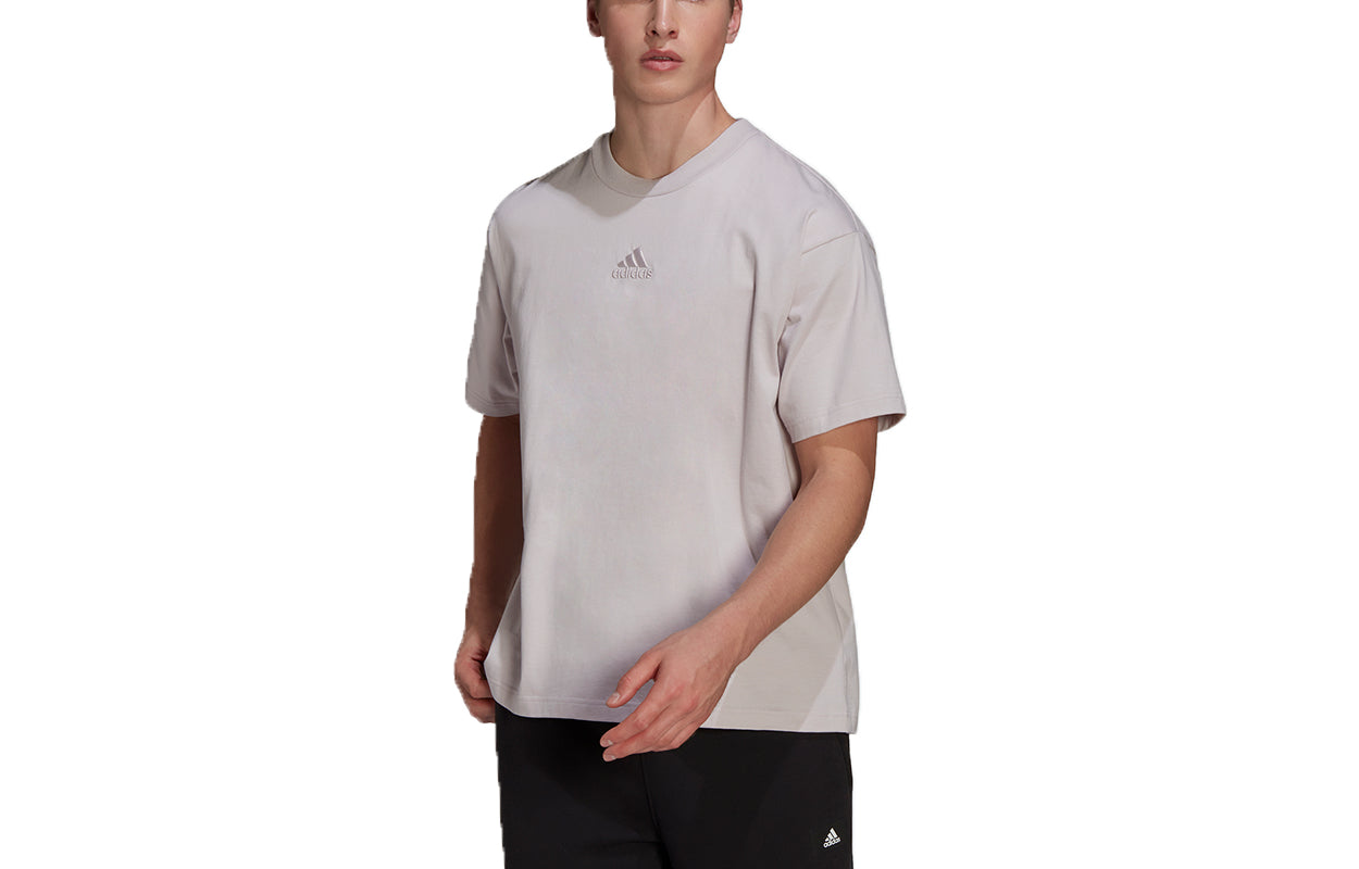 adidas U Co G T Funny Printing Sports Round Neck Short Sleeve Gray Pink T-Shirt HU0123