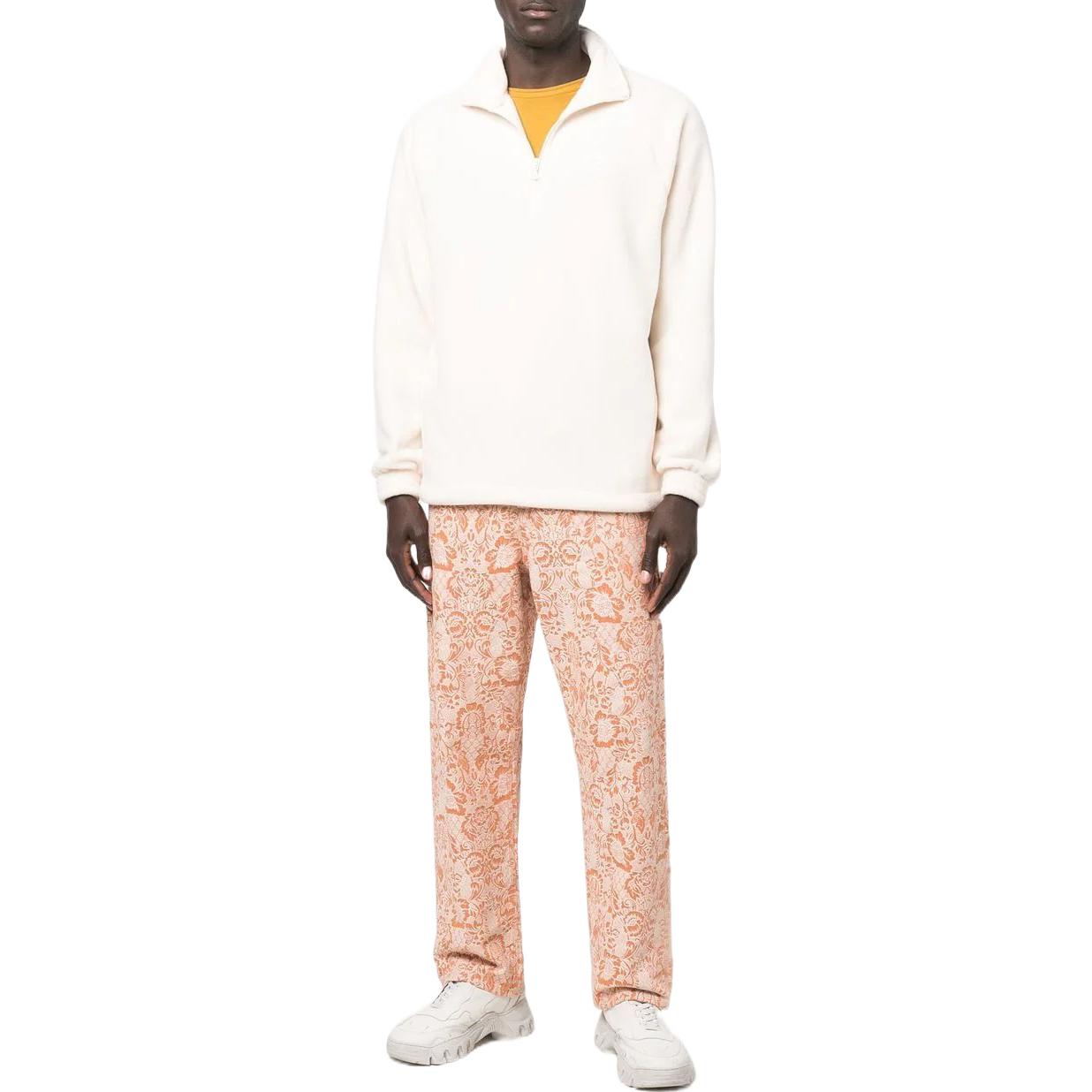 Men's adidas originals Solid Color Cuff High Collar Half Zipper Long Sleeves White HG1444