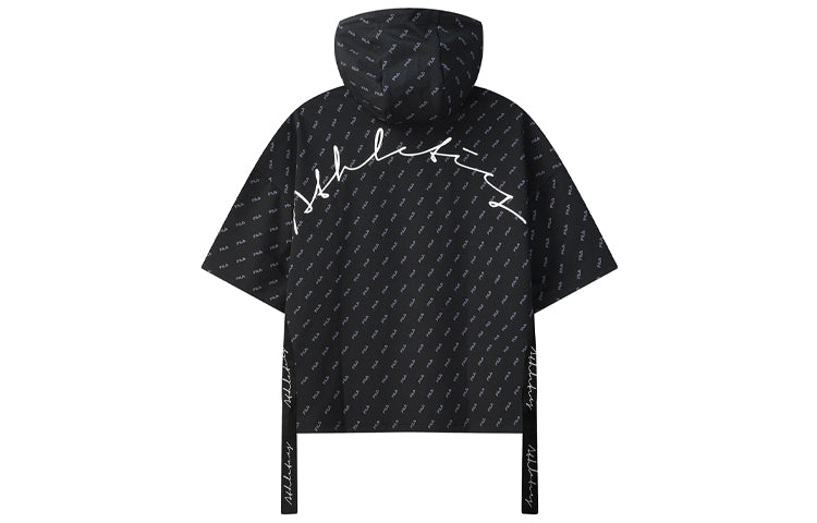 (WMNS) FILA Logo Full Print Sports hooded Short Sleeve Black A11W121119F-BK