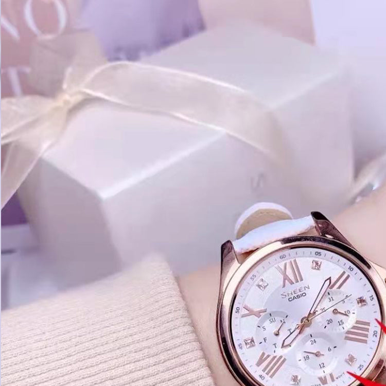 CASIO SHEEN SHE-3806GL-7A /Gold White Analog SHE-3806GL-7AQ