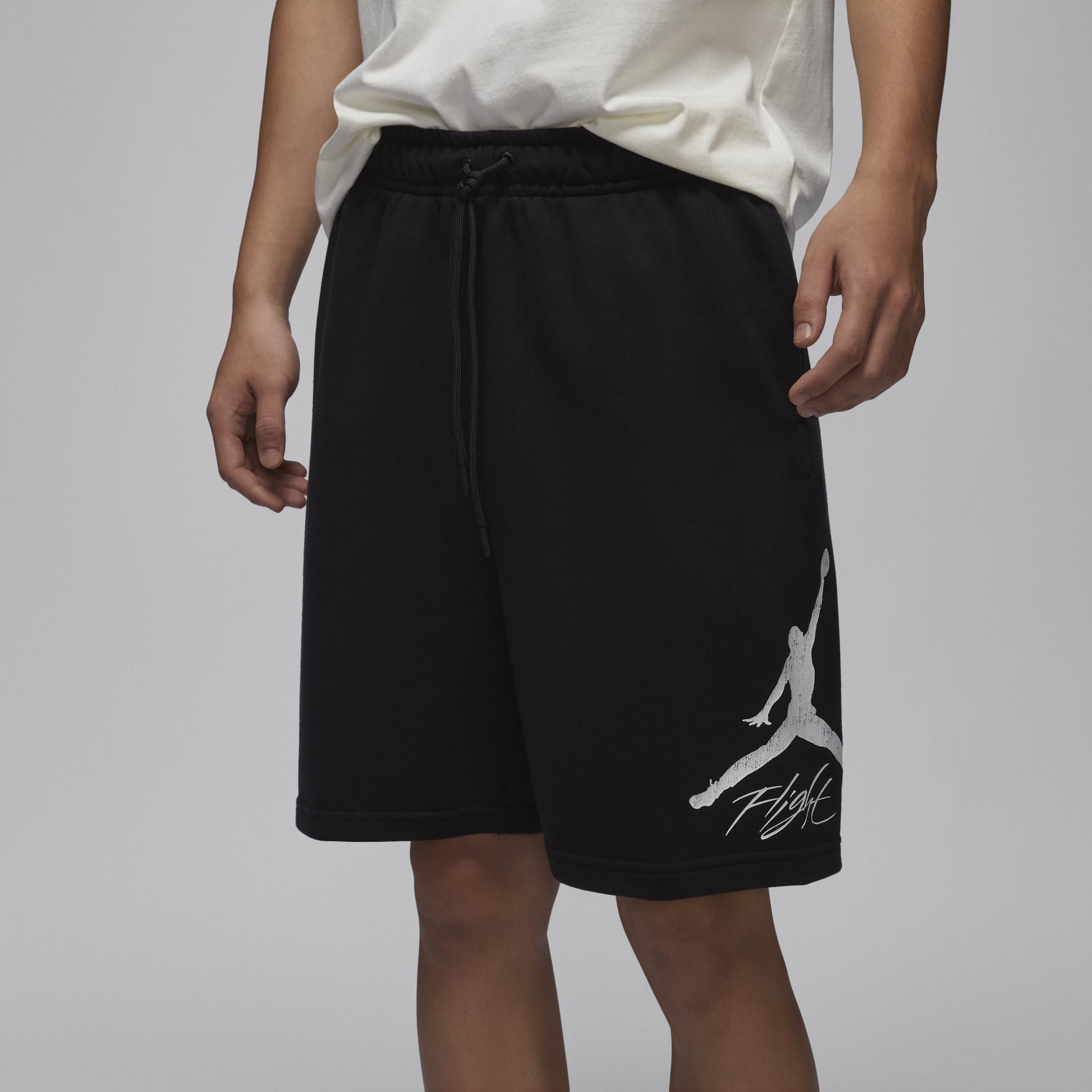 Air Jordan Essentials Fleece Shorts Asia Sizing 'Black White' FV7310-010