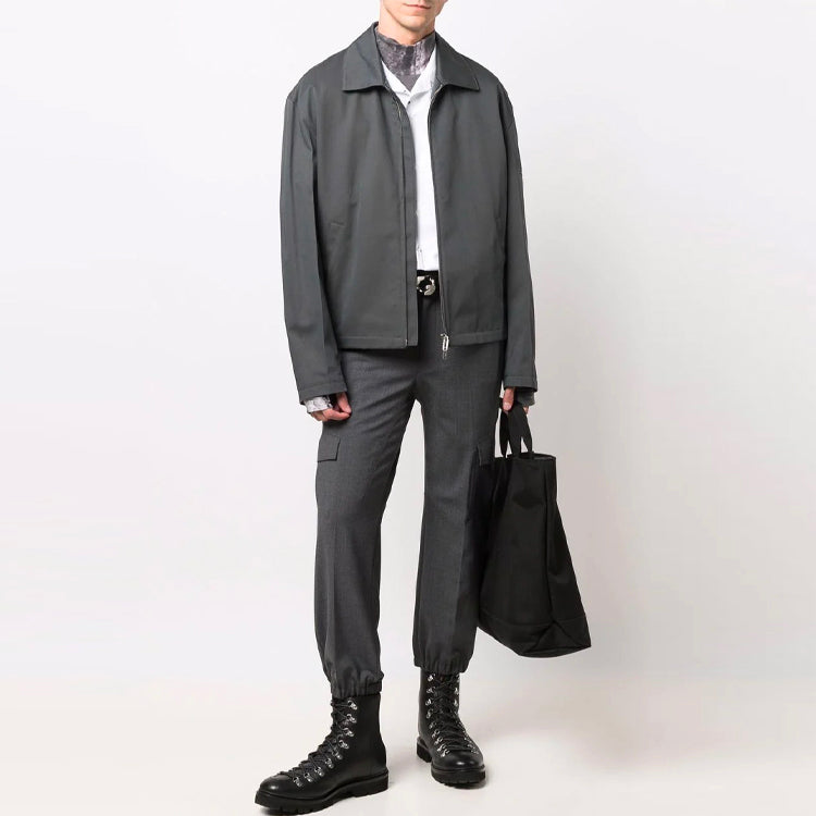 Off-White FW21 Zipper Solid Color lapel Jacket Version Gray OMEA296F21FAB00107000700