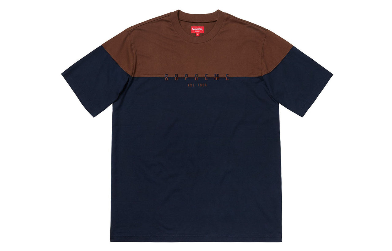 Supreme FW18 Split Logo SS Top Navy Tee SUP-FW18-273
