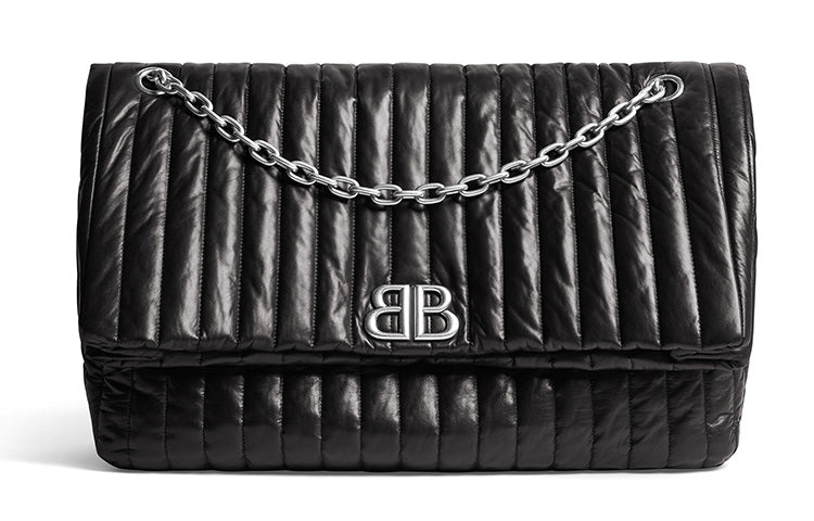 (WMNS) Balenciaga Monaco Large Chain Bag Quilted 'Black' 7659332AASE1000