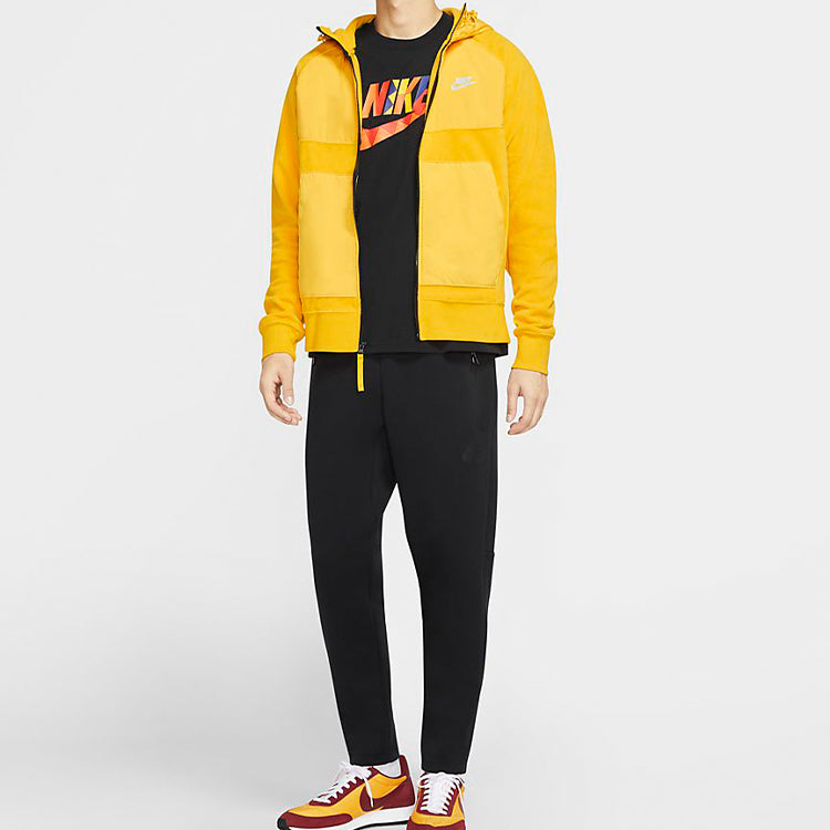 Nike Sportswear Casual Sports Splicing Fleece Lined Hooded Jacket sunflower DC4114-740