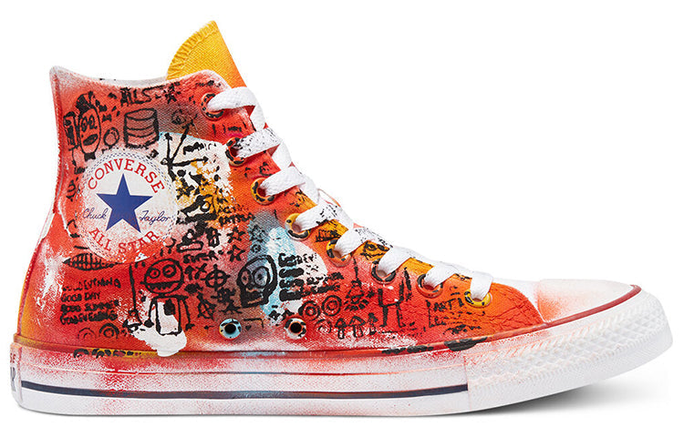 Converse Hand Painted Chuck Taylor All Star High Top Canvas Shoes Orange/Red 171718C