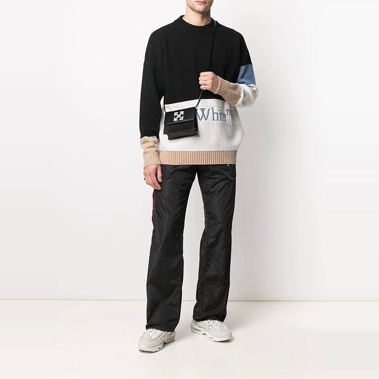 Men's Off-White SS21 Zipper Detail Logo Sports Pants/Trousers/Joggers Black OMCJ003R21FAB0011001