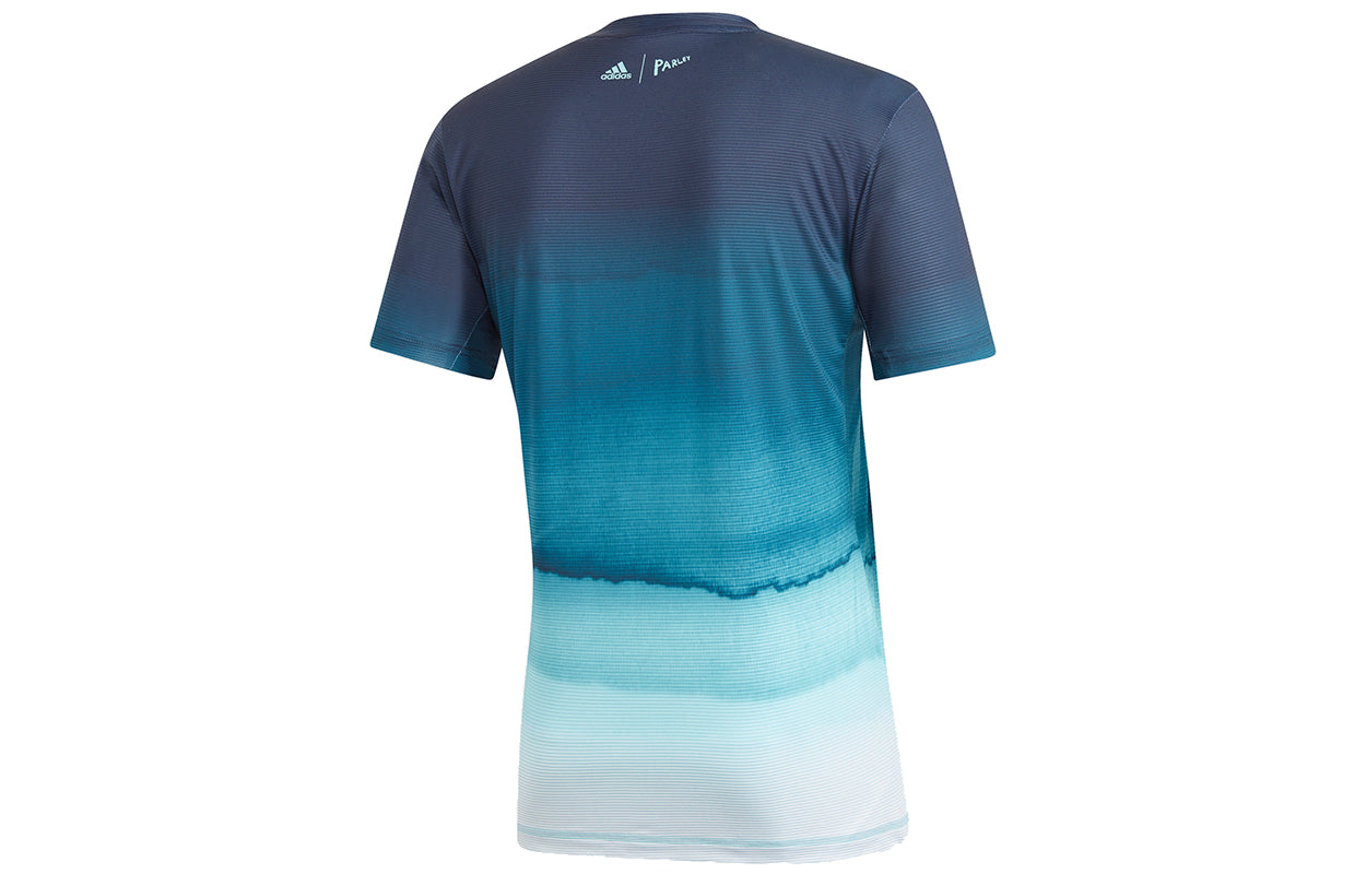 adidas Parley Pr Tee Tennis Gradient Casual Sports Breathable Short Sleeve Light Blue DP0287