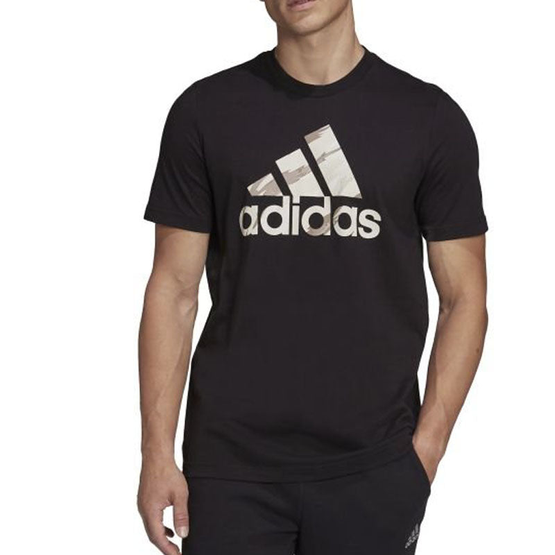 Men's adidas Logo Printing Pullover Round Neck Short Sleeve Japanese Version Black T-Shirt HE1876