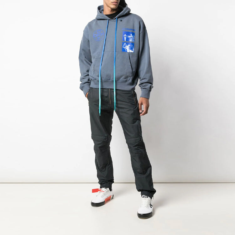 Men's Off-White Painting Drawstring Blue OMBB037F19E300093830