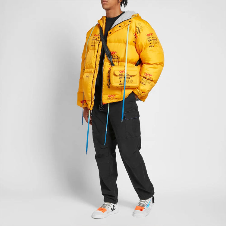 Off-White Industrial Zipped Puffer Hooded Down Cotton-padded Jacket Men Yellow OMED019F19F060036000