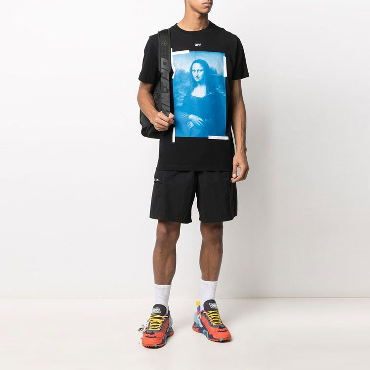 Men's Off-White Mona Lisa Portrait Short Sleeve Ordinary Version Black T-Shirt OMAA027SERJER0010101
