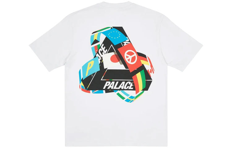 PALACE National Flag Triangle Print Short Sleeve Pattern Printing White T-Shirt P20TS089