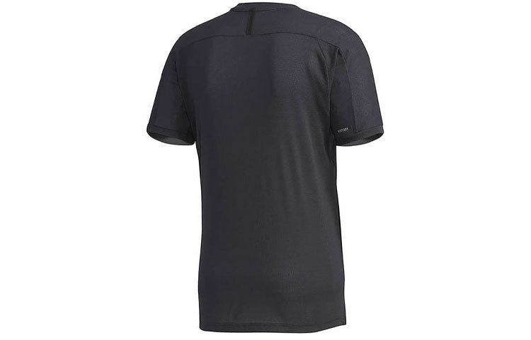 Men's adidas Logo Round Neck Sports Short Sleeve Black T-Shirt FK1418