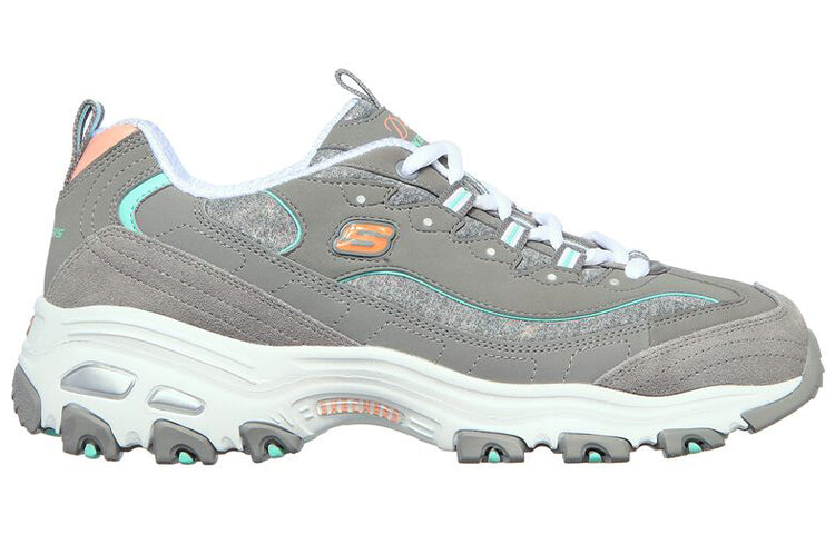 (WMNS) Skechers D'Lites Low-Top Running Shoes Grey/Green 149060-GYMN
