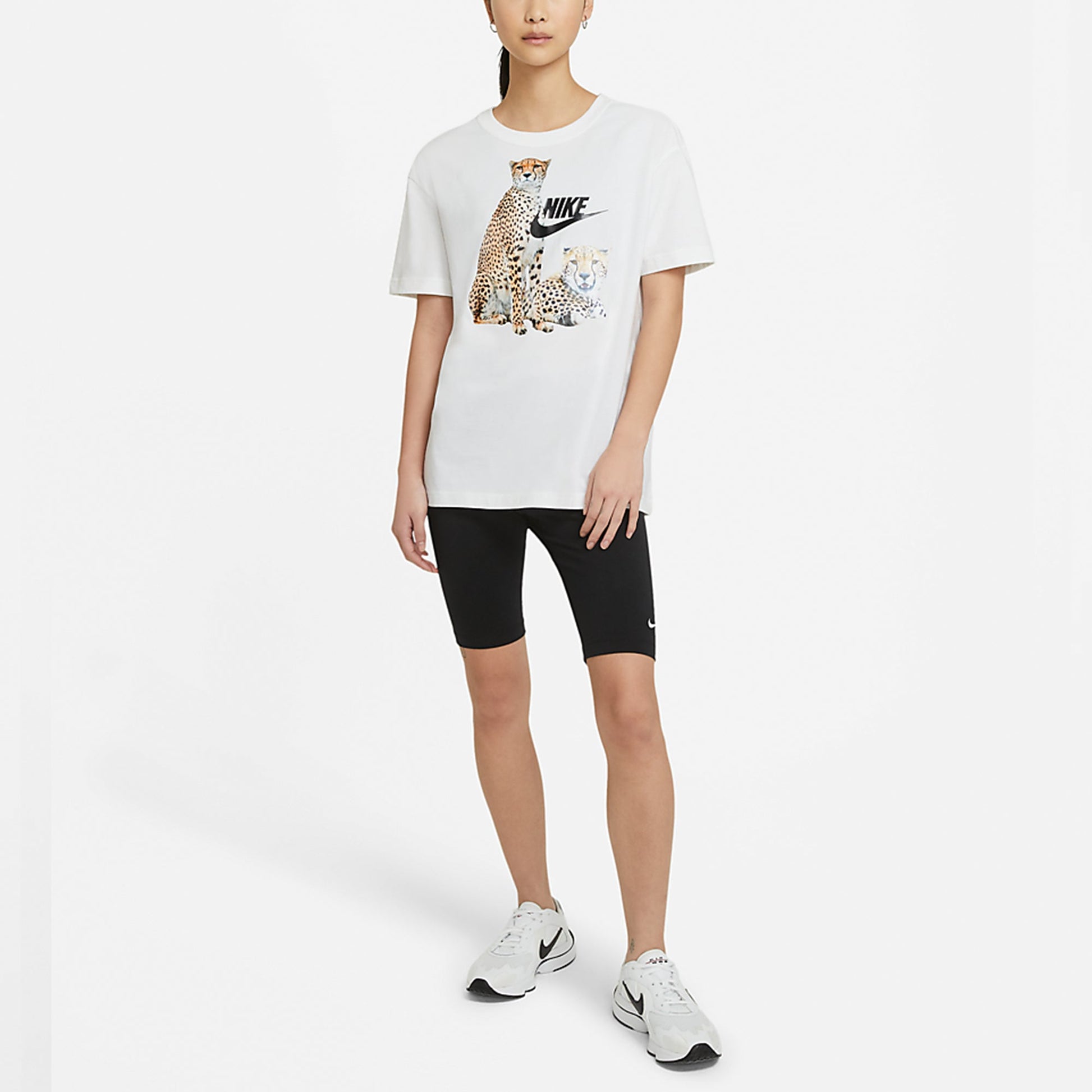 (WMNS) Nike animal Logo Cartoon Printing Sports Short Sleeve White DD1486-100