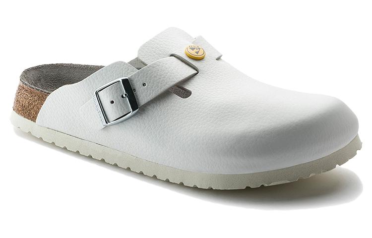 Birkenstock Boston ESD Natural Leather Narrow Fit Sandals 'White' 0061378