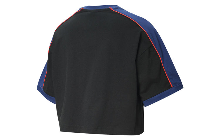 (WMNS) PUMA x Rdet Tee Multicolor Splicing Round Neck Short Sleeve Black 598074-01
