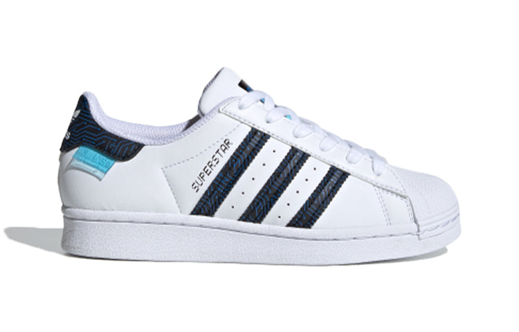 (GS) adidas originals Superstar J 'White Black Blue' FY1552