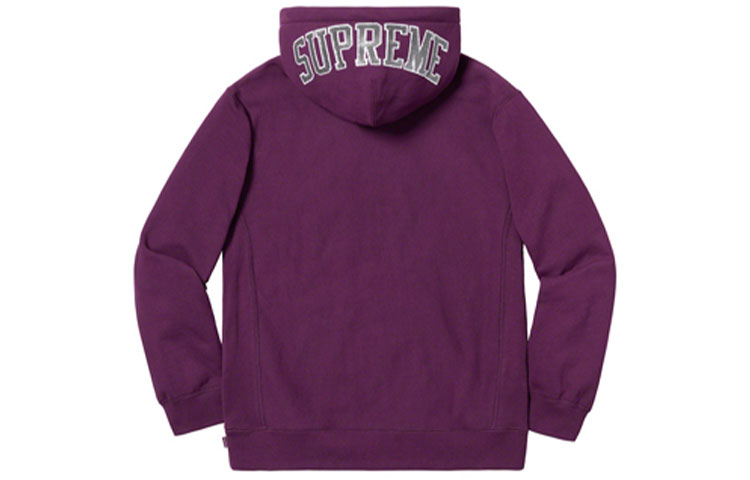 Supreme SS19 Sequin Arc Hooded Sweatshirt Eggolant Logo SUP-SS19-457