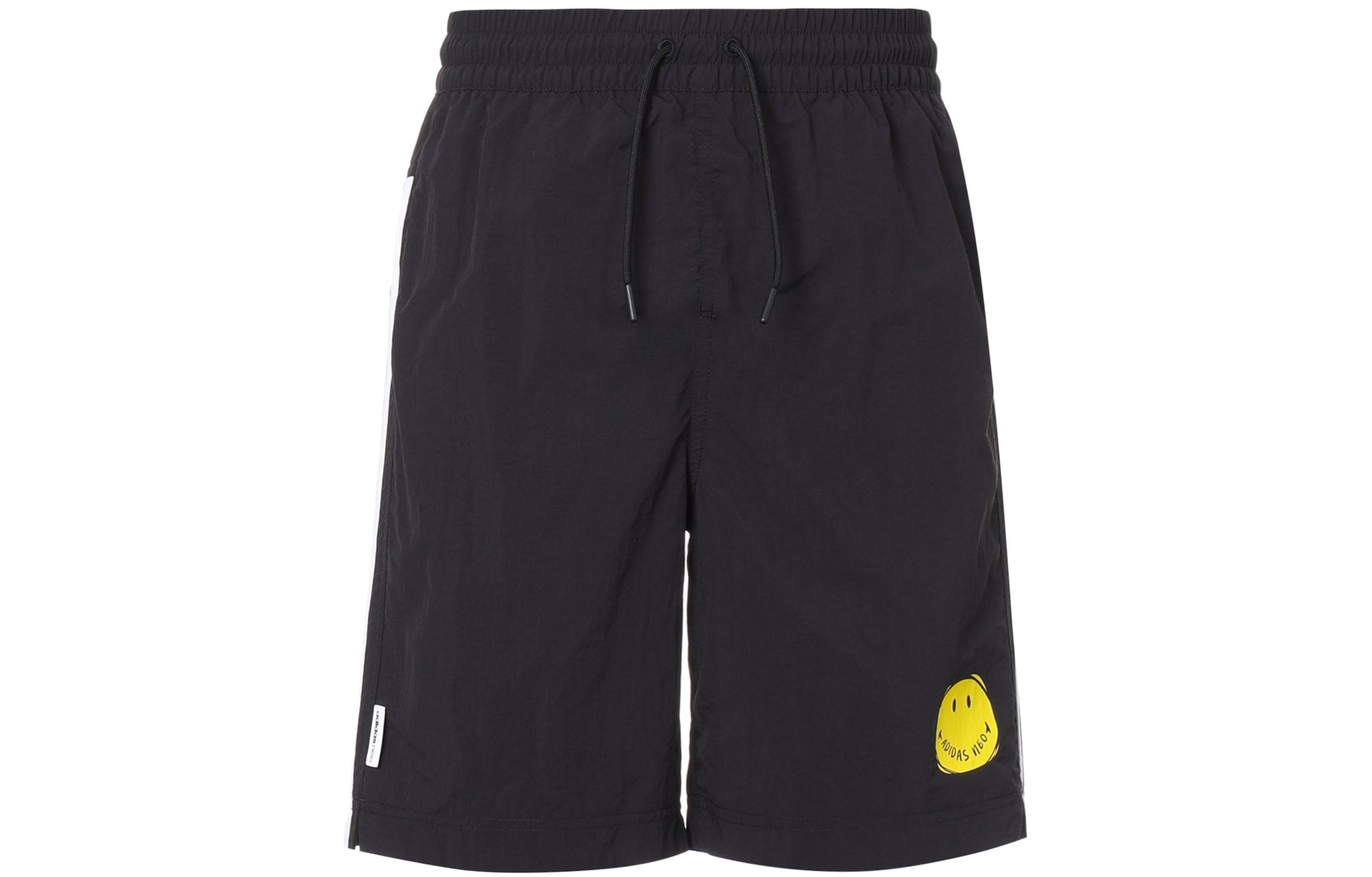 adidas neo M Smly Shorts Smiling Face Printing Stripe Sports Black GP5786