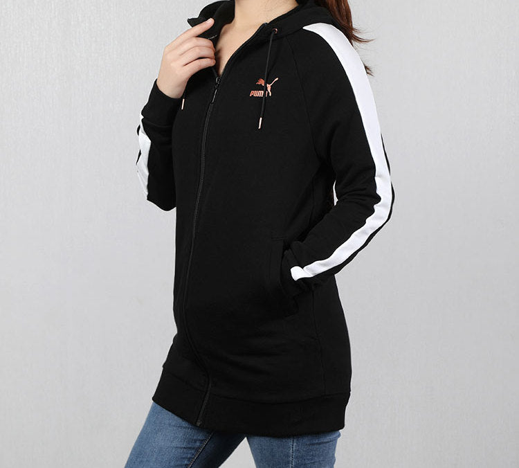 (WMNS) PUMA hooded Zipper Casual Jacket Black 577425-01