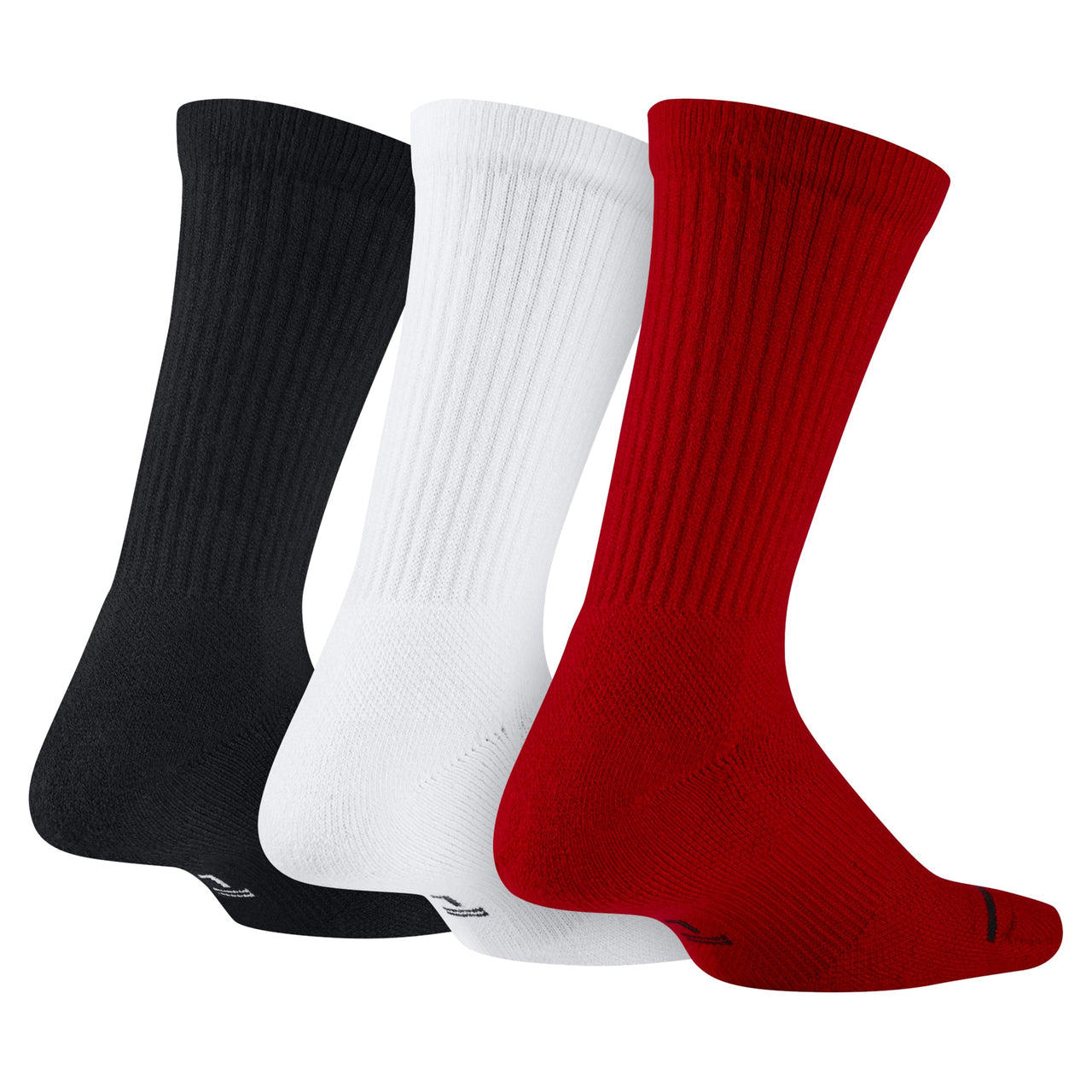 Air Jordan Solid Color Embroidered Athletic Socks Unisex 3 Pairs Black + Red + White SX5545-011
