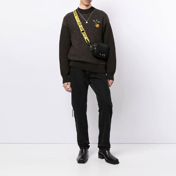 Off-White SS21 Round Neck Embroidered Brown OMHE057F20KNI0016018